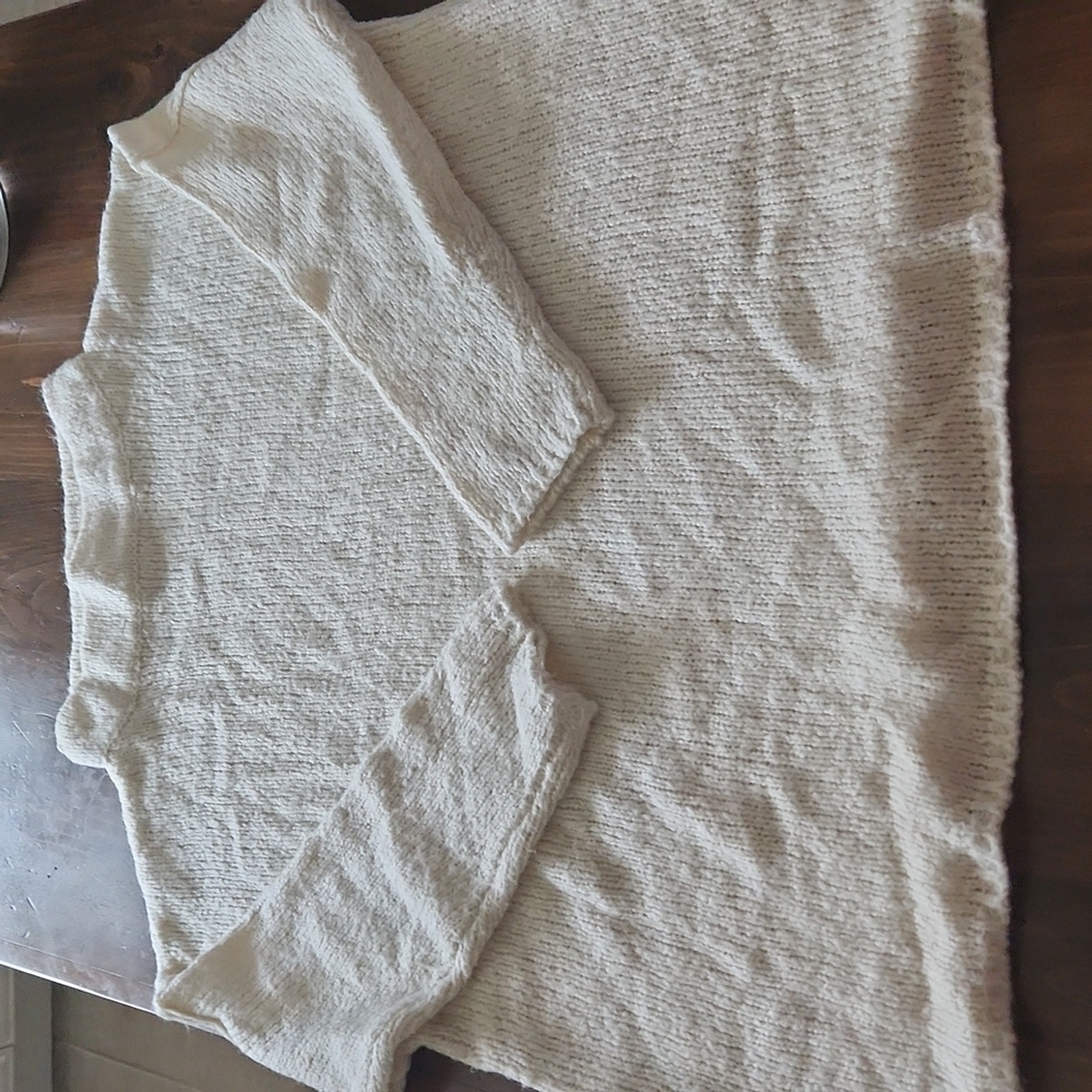 Cream Mock Turleneck Sweater Tunic   sz XL
